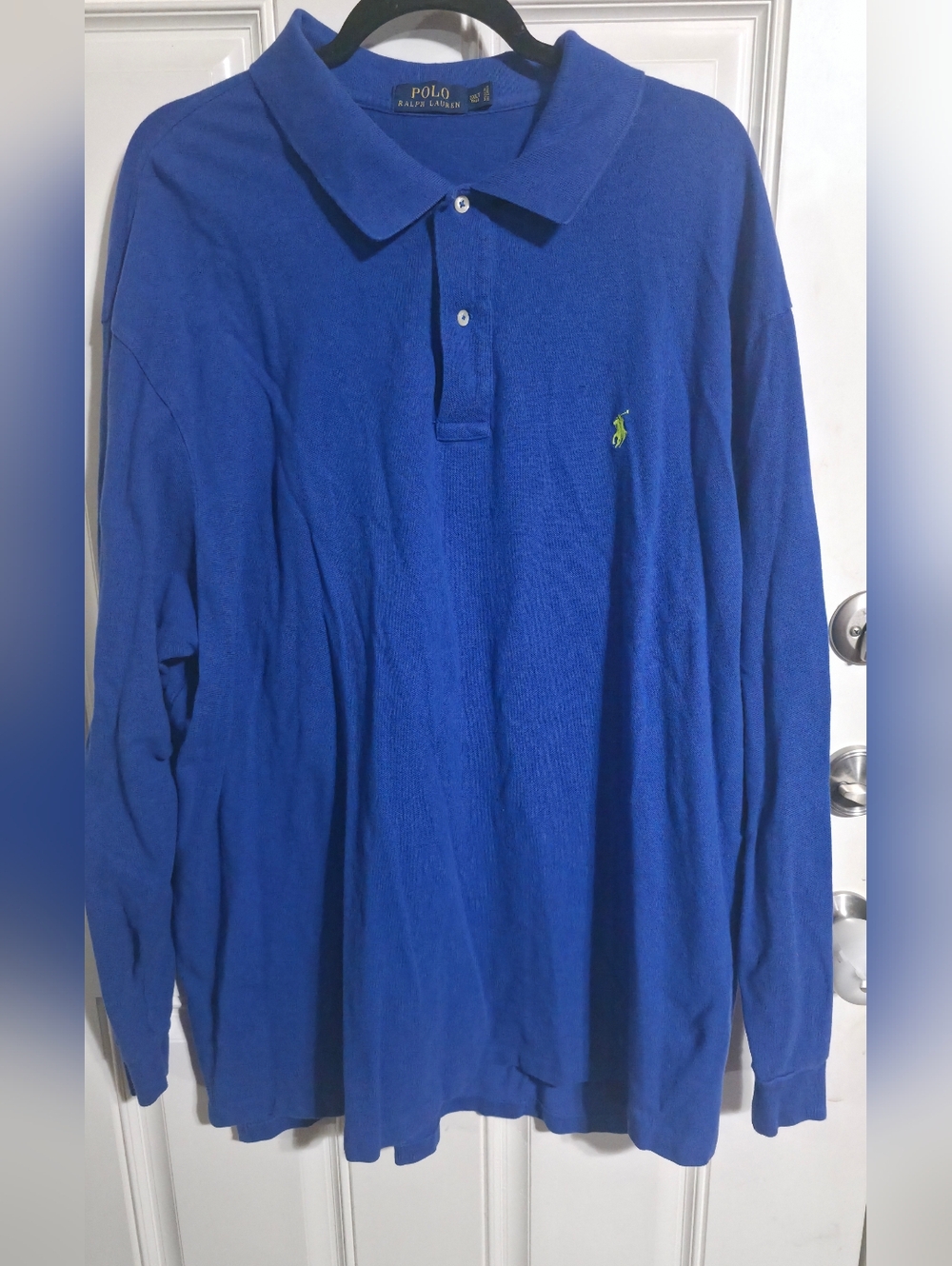 Polo by Ralph Lauren Long-Sleeve Polo in Royal Blue with Green Pony 3XL Tall